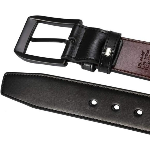 Mens Leather Belt Work Dress Casual Jeans Belt with Alloy Buckle Plus Sizes - Picture 4 of 6